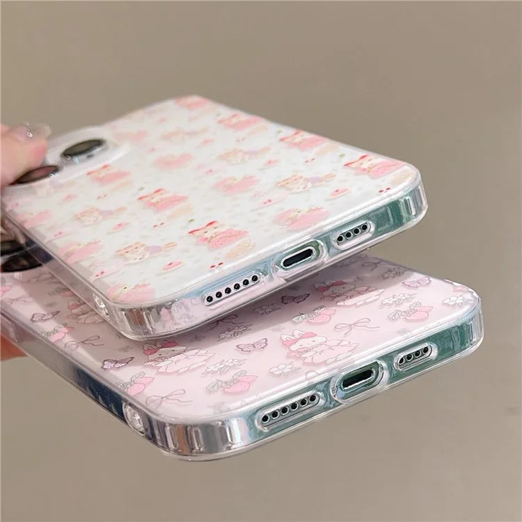 For iPhone 13 Pro 6.1 inch Case Small Flower Cartoon Pattern Double Layer IMD TPU Phone Cover