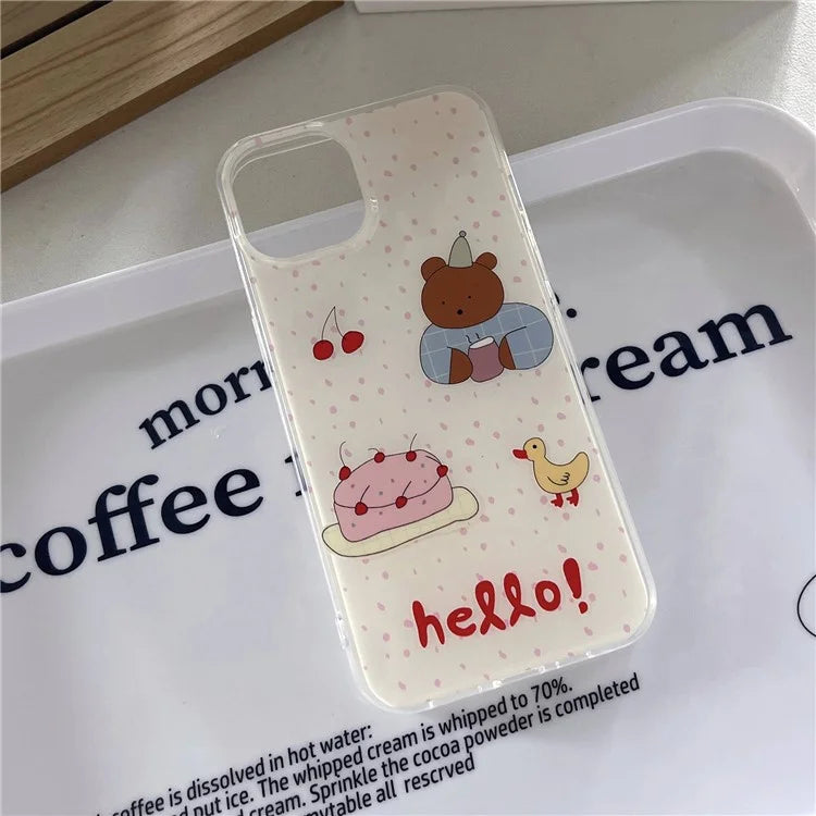 For iPhone 14 Shockproof Case IMD Pattern Soft TPU Phone Cover