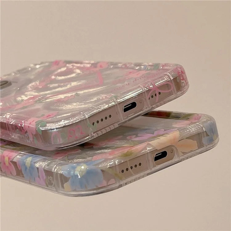 For iPhone 13 Pro Case IMD Heart Flower Pattern TPU Mobile Phone Cover