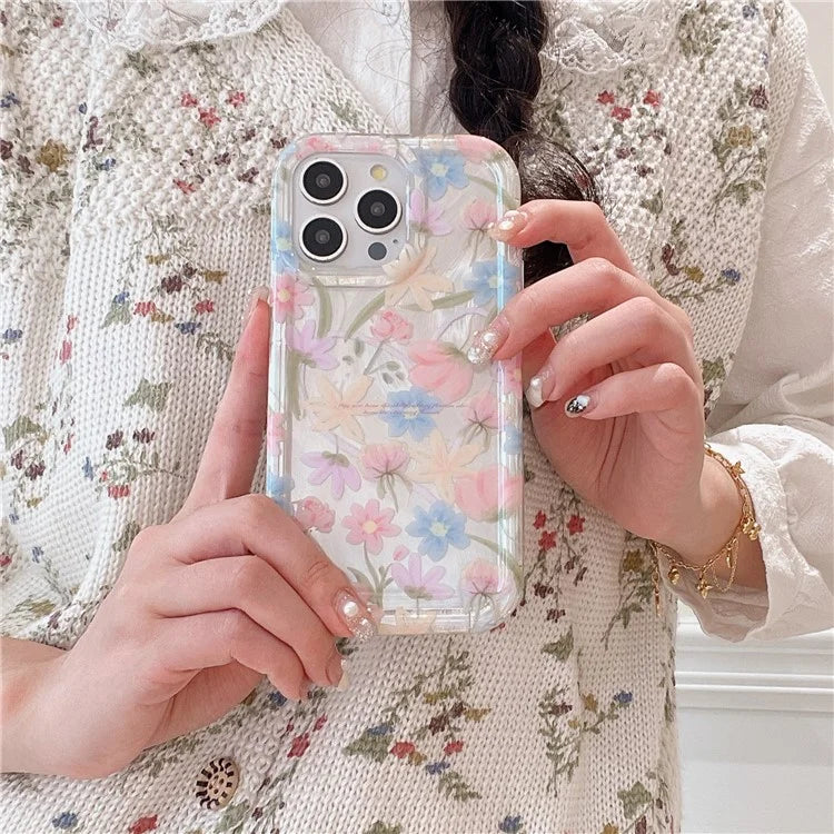 For iPhone 13 Pro Case IMD Heart Flower Pattern TPU Mobile Phone Cover