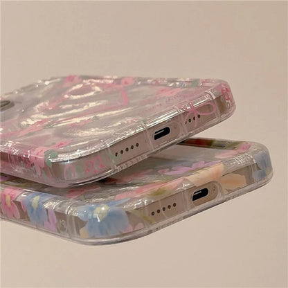 For iPhone 13 Pro Case IMD Heart Flower Pattern TPU Mobile Phone Cover