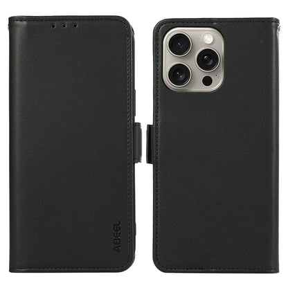 ABEEL For iPhone 16 Pro Leather Case RFID Blocking Phone Cover with Dual Magnetic Clasps
