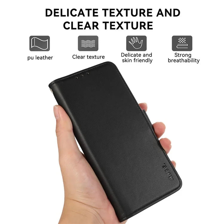 ABEEL For iPhone 16 Pro Leather Case RFID Blocking Phone Cover with Dual Magnetic Clasps