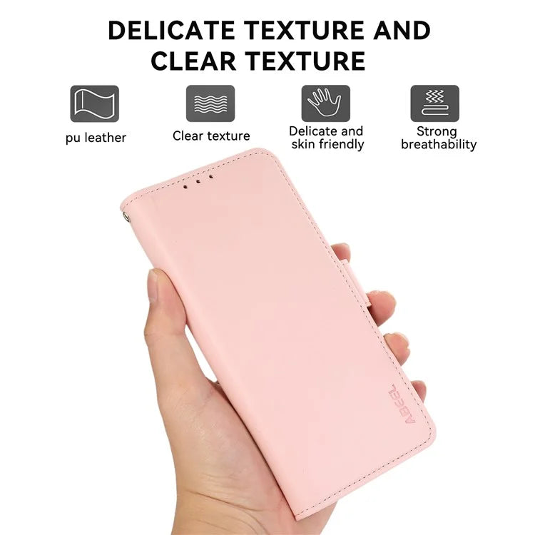 ABEEL For iPhone 16 Pro Leather Case RFID Blocking Phone Cover with Dual Magnetic Clasps