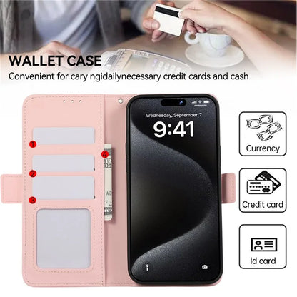 ABEEL For iPhone 16 Pro Leather Case RFID Blocking Phone Cover with Dual Magnetic Clasps