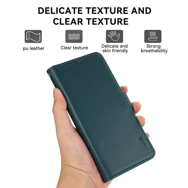 ABEEL For iPhone 16 Pro Leather Case RFID Blocking Phone Cover with Dual Magnetic Clasps