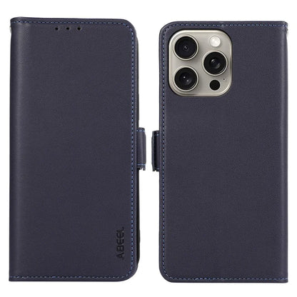 ABEEL For iPhone 16 Pro Leather Case RFID Blocking Phone Cover with Dual Magnetic Clasps