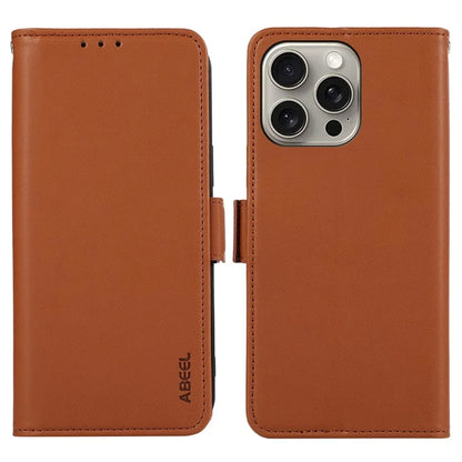 ABEEL For iPhone 16 Pro Leather Case RFID Blocking Phone Cover with Dual Magnetic Clasps