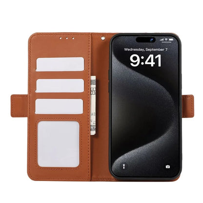 ABEEL For iPhone 16 Pro Leather Case RFID Blocking Phone Cover with Dual Magnetic Clasps