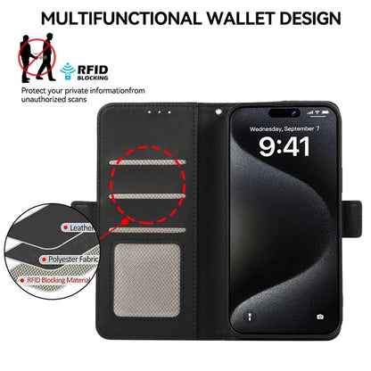 ABEEL For iPhone 16 Pro Max Leather Case RFID Blocking Wallet Stand Phone Cover