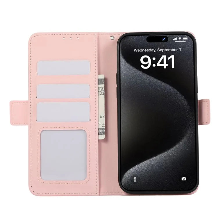 ABEEL For iPhone 16 Pro Max Leather Case RFID Blocking Wallet Stand Phone Cover