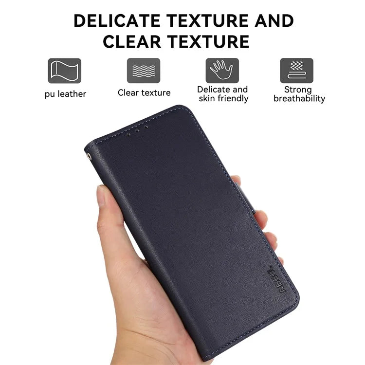 ABEEL For iPhone 16 Pro Max Leather Case RFID Blocking Wallet Stand Phone Cover