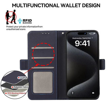 ABEEL For iPhone 16 Pro Max Leather Case RFID Blocking Wallet Stand Phone Cover