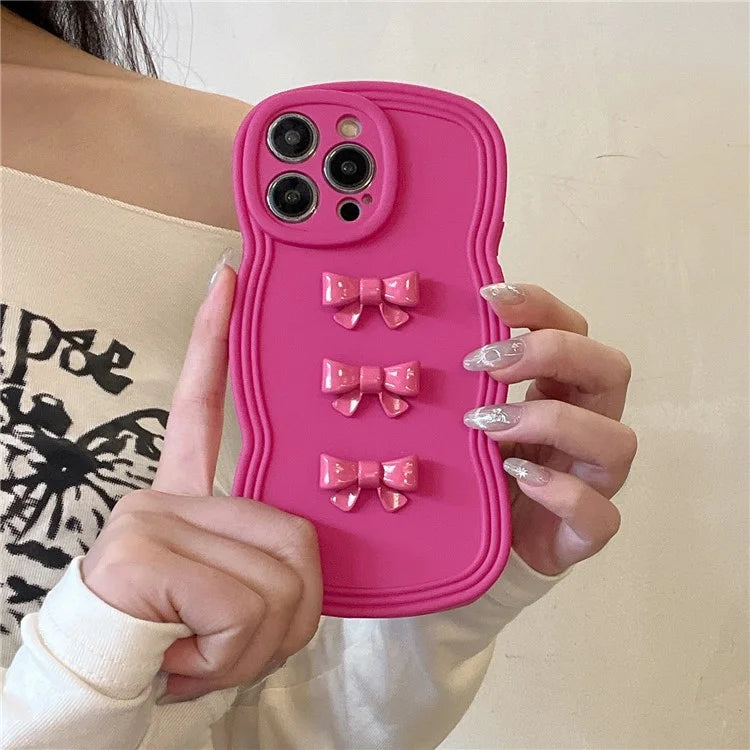 For iPhone 13 Pro 6.1 inch TPU Phone Case Wavy Edge Bowknot Decor Protective Cover