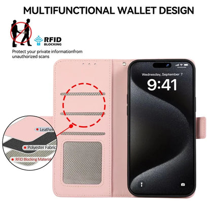 ABEEL For iPhone 16 Stand Case RFID Blocking Leather Wallet Phone Cover