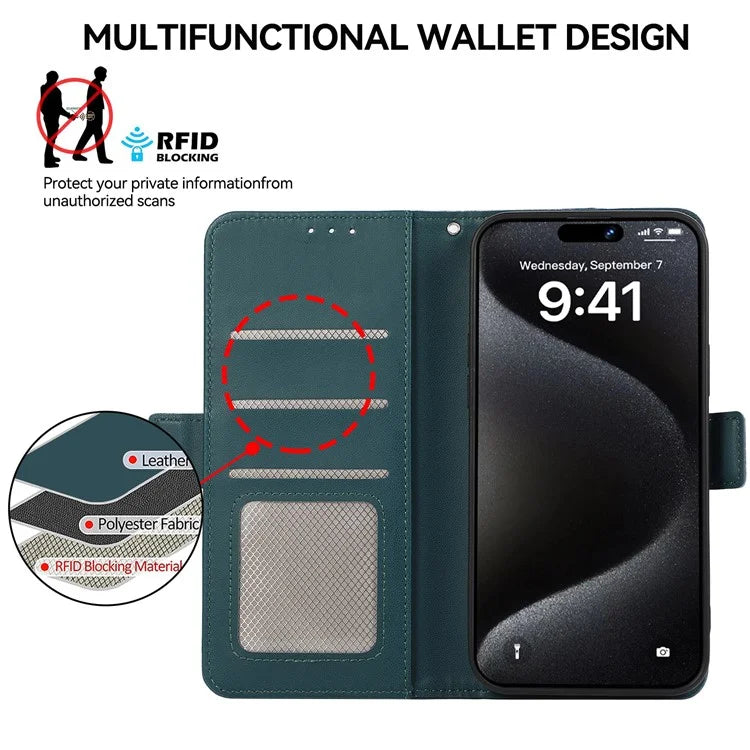 ABEEL For iPhone 16 Stand Case RFID Blocking Leather Wallet Phone Cover