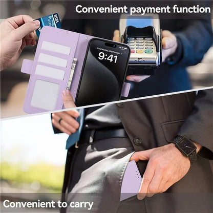 ABEEL For iPhone 16 Stand Case RFID Blocking Leather Wallet Phone Cover