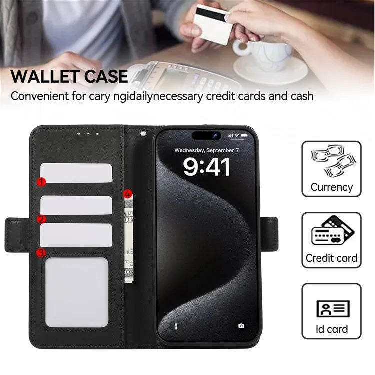 ABEEL For iPhone 16 Plus Case Leather Phone Cover with RFID Blocking Wallet