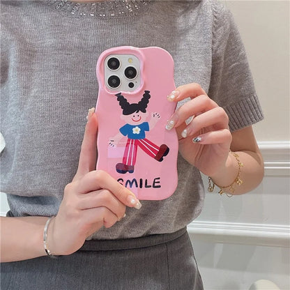 For iPhone 15 Pro Case TPU+PC Cell Phone Back Cover Cartoon Pattern Phone Shell
