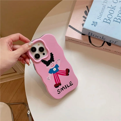 For iPhone 15 Pro Case TPU+PC Cell Phone Back Cover Cartoon Pattern Phone Shell