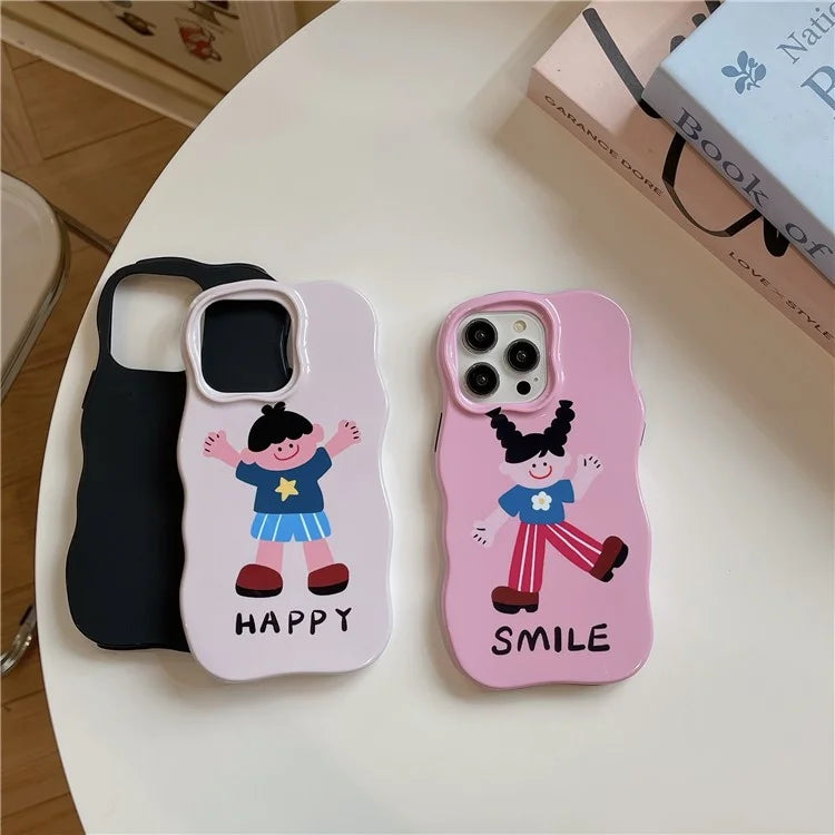 For iPhone 15 Pro Case TPU+PC Cell Phone Back Cover Cartoon Pattern Phone Shell