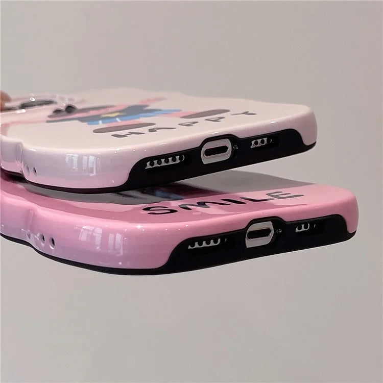 For iPhone 15 Pro Case TPU+PC Cell Phone Back Cover Cartoon Pattern Phone Shell