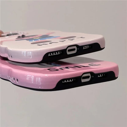 For iPhone 15 Pro Case TPU+PC Cell Phone Back Cover Cartoon Pattern Phone Shell