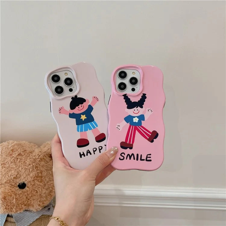 For iPhone 15 Pro Case TPU+PC Cell Phone Back Cover Cartoon Pattern Phone Shell