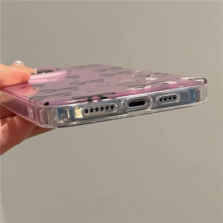 For iPhone 15 Pro Protective Cover IMD Pattern TPU Phone Case with Chain Strap