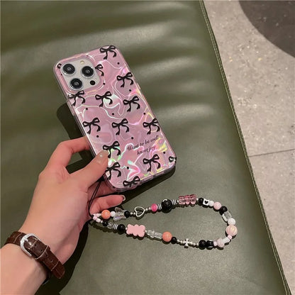 For iPhone 15 Pro Protective Cover IMD Pattern TPU Phone Case with Chain Strap