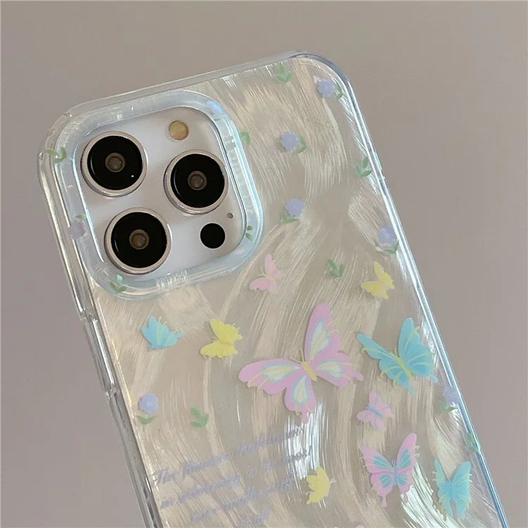 For iPhone 15 Pro Protective Cover IMD Pattern TPU Phone Case with Chain Strap