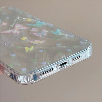 For iPhone 15 Pro Protective Cover IMD Pattern TPU Phone Case with Chain Strap