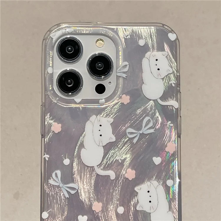 For iPhone 15 Pro Protective Cover IMD Pattern TPU Phone Case with Chain Strap