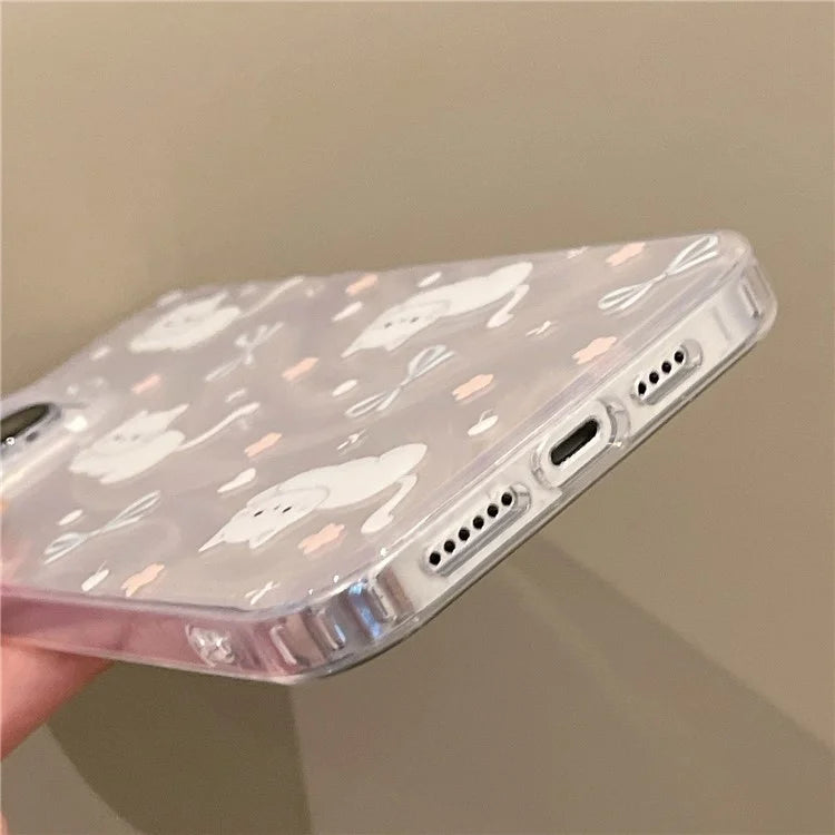 For iPhone 15 Pro Protective Cover IMD Pattern TPU Phone Case with Chain Strap