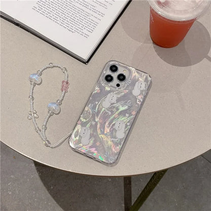For iPhone 15 Pro Protective Cover IMD Pattern TPU Phone Case with Chain Strap