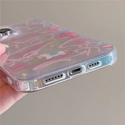 For iPhone 15 Pro Protective Cover IMD Pattern TPU Phone Case with Chain Strap