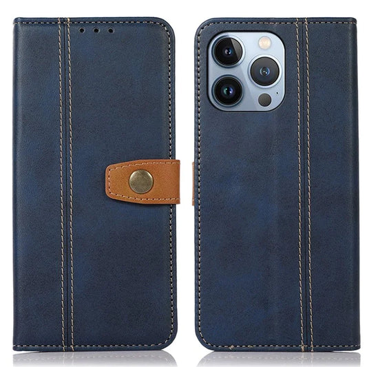 For iPhone 16 Pro Max Case Leather Wallet Stand Calf Texture Phone Protective Cover