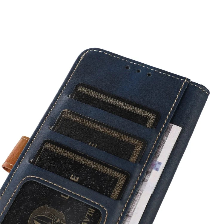 For iPhone 16 Pro Max Case Leather Wallet Stand Calf Texture Phone Protective Cover