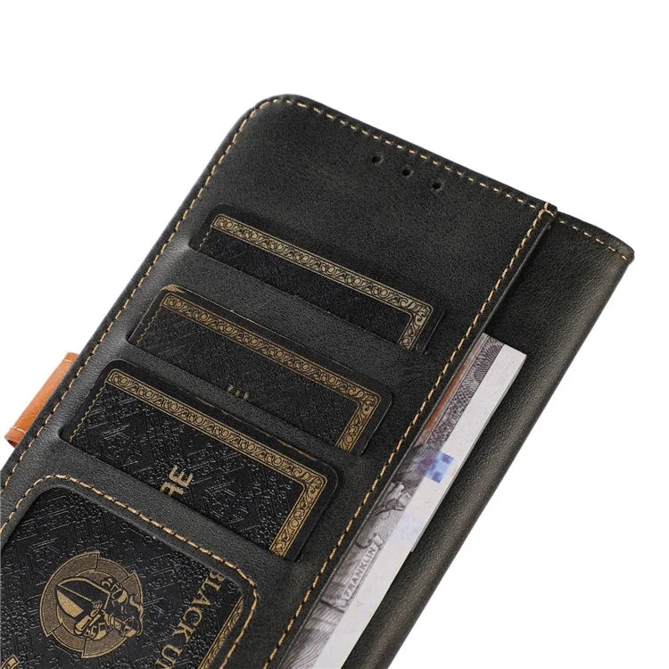 For iPhone 16 Pro Max Case Leather Wallet Stand Calf Texture Phone Protective Cover