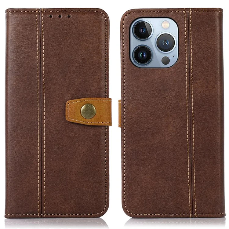 For iPhone 16 Pro Max Case Leather Wallet Stand Calf Texture Phone Protective Cover