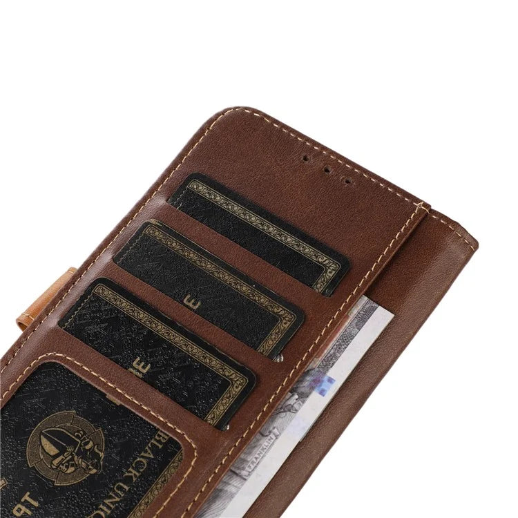 For iPhone 16 Pro Max Case Leather Wallet Stand Calf Texture Phone Protective Cover