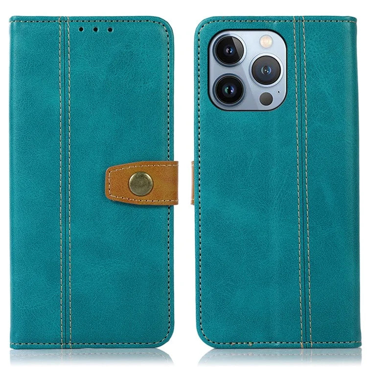 For iPhone 16 Pro Max Case Leather Wallet Stand Calf Texture Phone Protective Cover