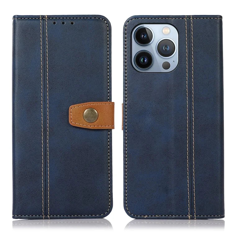 For iPhone 16 Pro Case Leather Wallet Stand Phone Cover Calf Texture Phone Shell