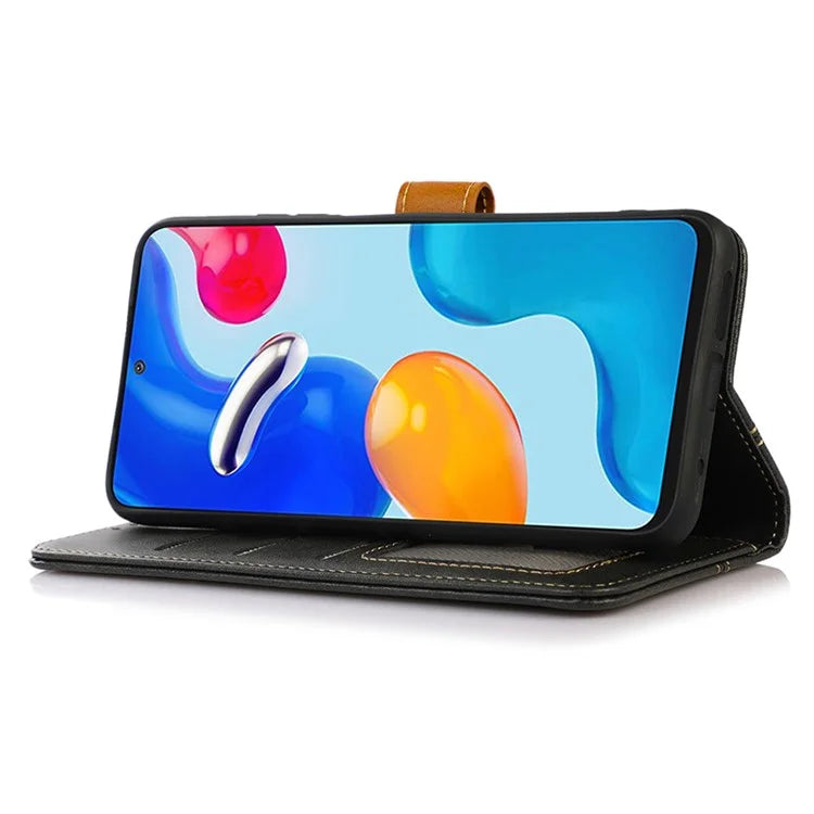 For iPhone 16 Pro Case Leather Wallet Stand Phone Cover Calf Texture Phone Shell