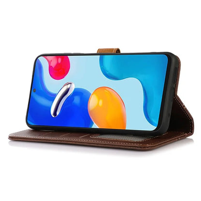 For iPhone 16 Pro Case Leather Wallet Stand Phone Cover Calf Texture Phone Shell