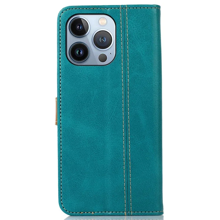 For iPhone 16 Pro Case Leather Wallet Stand Phone Cover Calf Texture Phone Shell