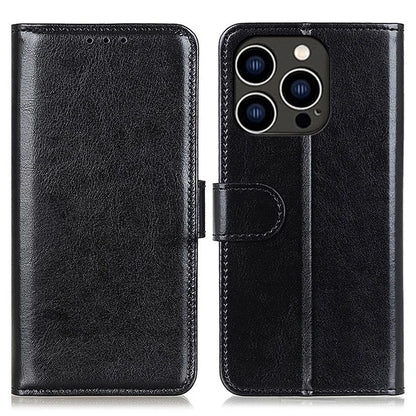 For iPhone 16 Pro Case PU Leather Stand Cell Phone Cover Crazy Horse Texture
