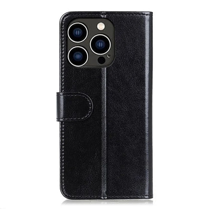 For iPhone 16 Pro Case PU Leather Stand Cell Phone Cover Crazy Horse Texture