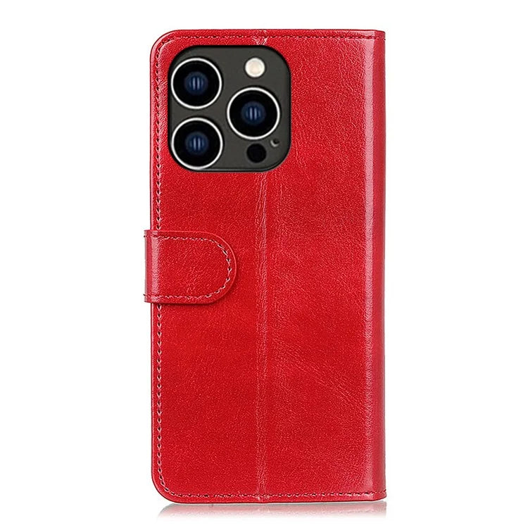 For iPhone 16 Pro Case PU Leather Stand Cell Phone Cover Crazy Horse Texture