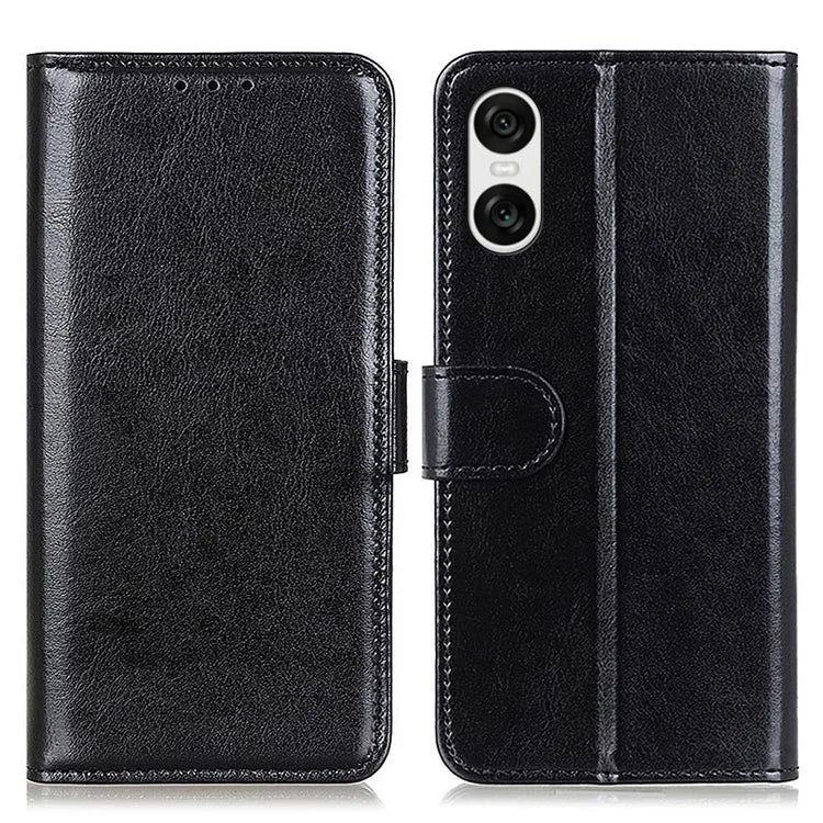 For Sony Xperia 10 VI Case Flip PU Leather Crazy Horse Texture Phone Cover